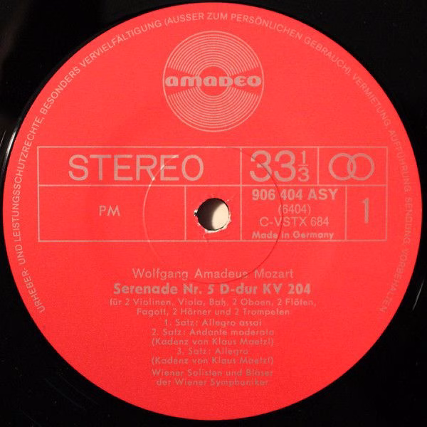 Amadeo AVRS 6404 St - Wolfgang Amadeus Mozart, Die Wiener Solist - Image 3