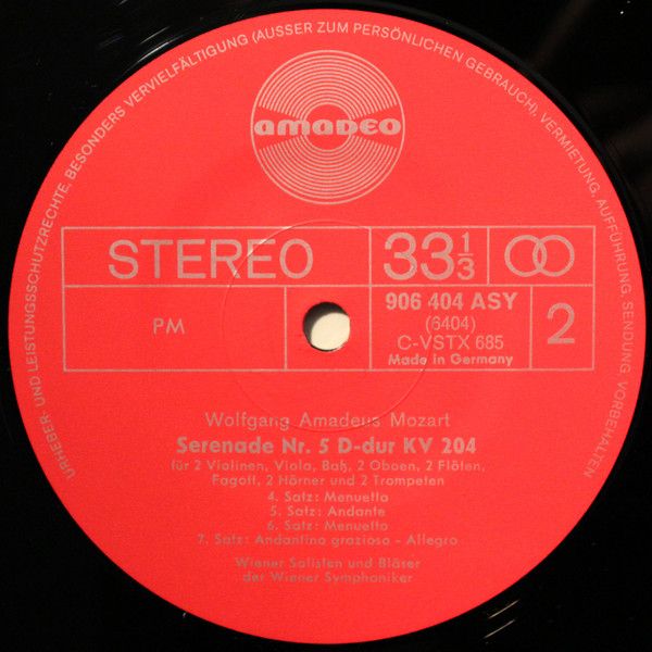 Amadeo AVRS 6404 St - Wolfgang Amadeus Mozart, Die Wiener Solist - Image 4