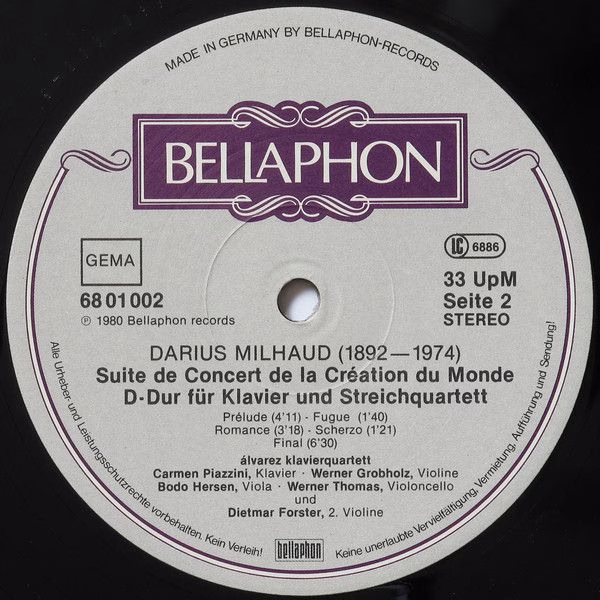 Bellaphon 68 01 002 - Álvarez Klavierquartett, Darius Milhaud, R - Image 6