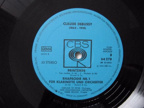 CBS 64278 - Pierre Boulez, Claude Debussy, John Alldis Choir, Ge - Image 4