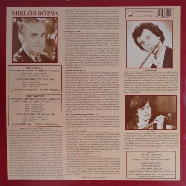 Cloud Nine Records (3) CN 6001 - Miklós Rózsa, Jonathan Snowden, - Image 2