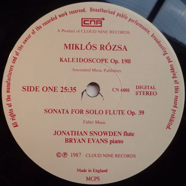 Cloud Nine Records (3) CN 6001 - Miklós Rózsa, Jonathan Snowden, - Image 3