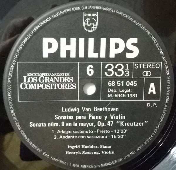 Philips 68 51 045 - Ludwig van Beethoven, Henryk Szeryng, Ingrid - Image 3