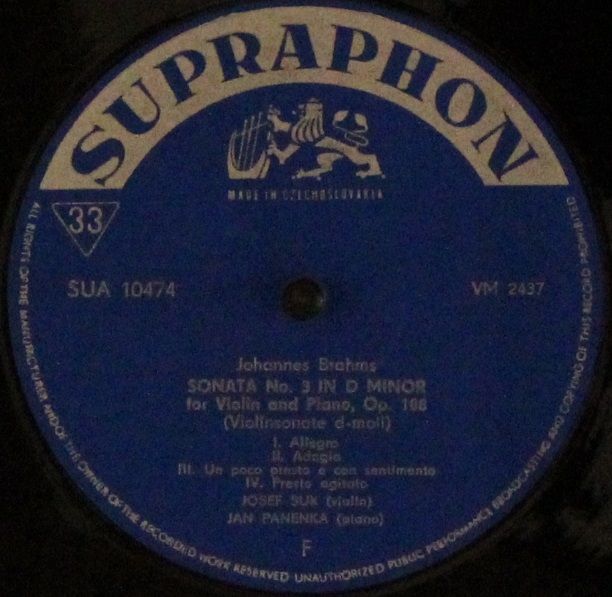 Supraphon SUA 10474 - Johannes Brahms, Jan Panenka, Josef Suk - - Image 4