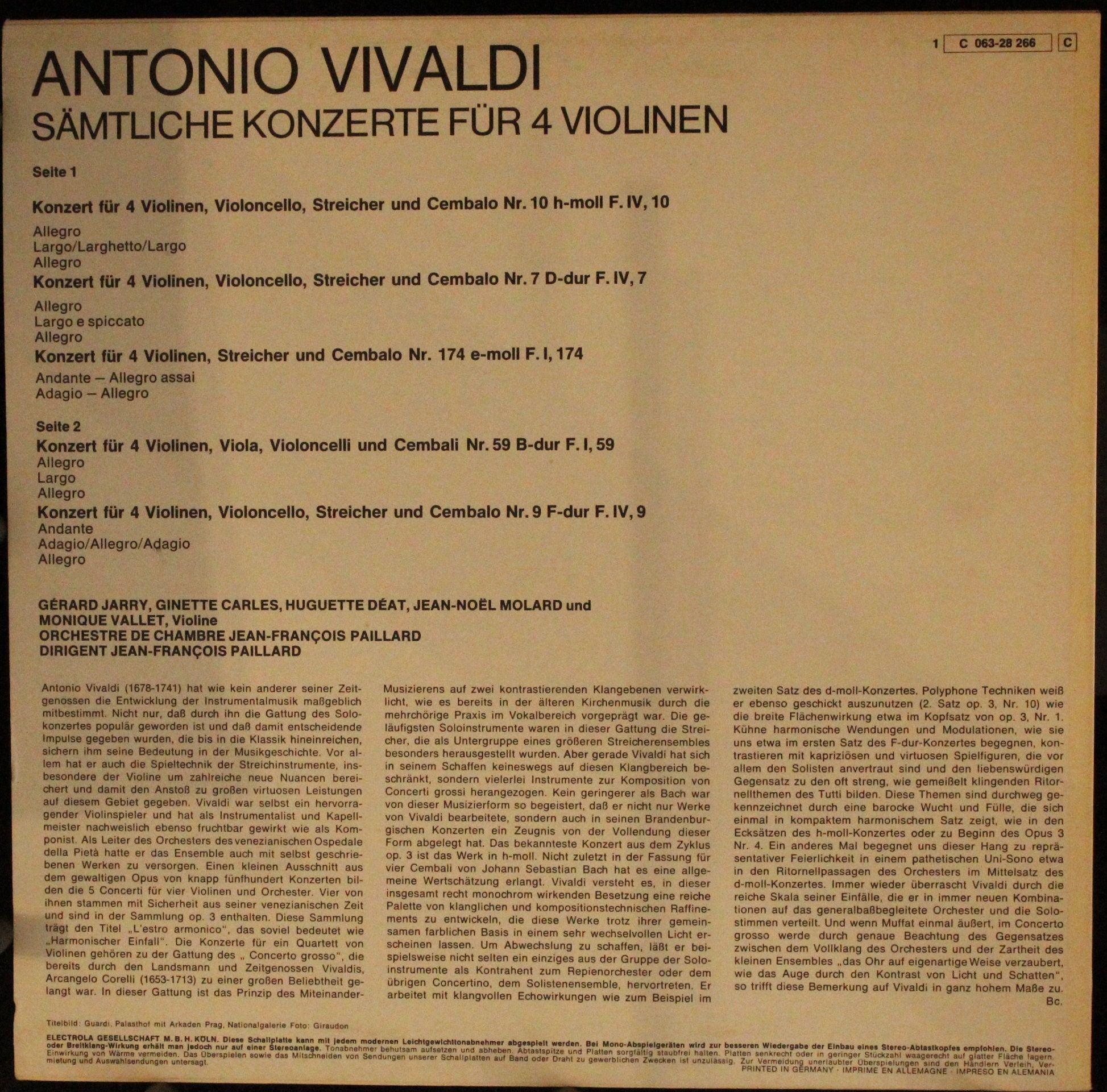 His Master's Voice 1C 063-28 266 - Antonio Vivaldi, Orchestre De - Image 2