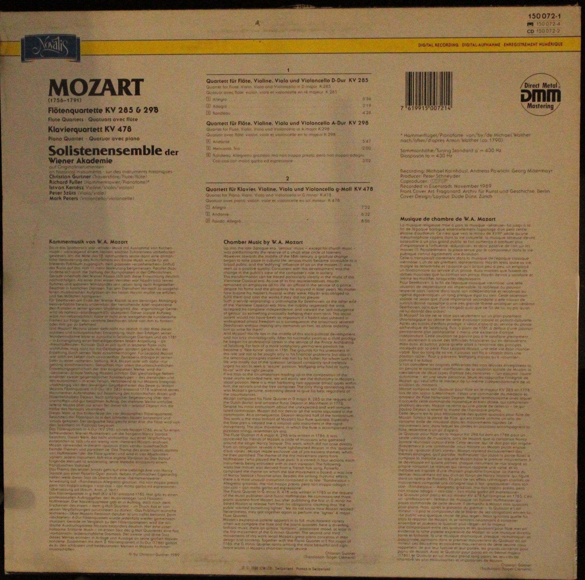 Novalis 150 072-1 - Wolfgang Amadeus Mozart, Solistenensemble De - Image 2