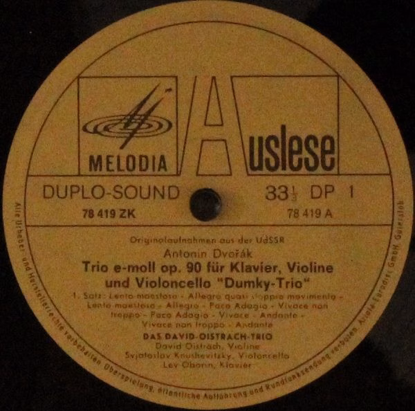 Eurodisc 78 419 ZK - Antonín Dvořák, David Oistrakh Trio - Dumky - Image 4
