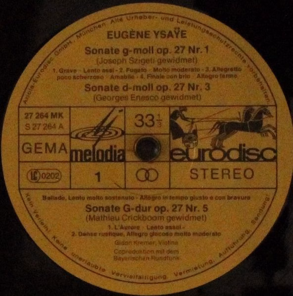 Eurodisc 27 264 MK - Gidon Kremer, Eugène Ysaÿe - Die 6 Sonaten - Image 6