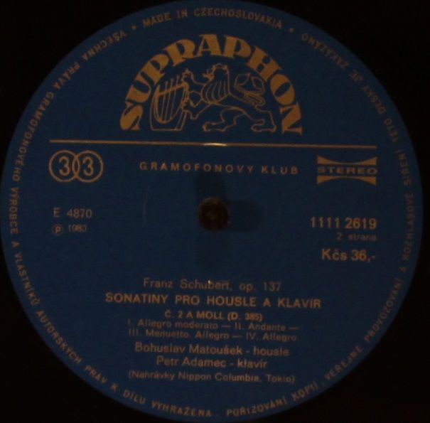 Supraphon 1111 2619 - Franz Schubert - Sonatinas For Violin and - Image 4