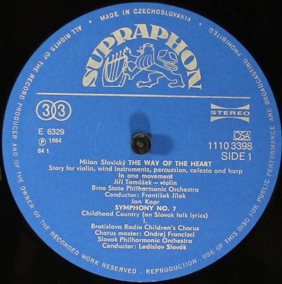 Supraphon 1110 3398 - Jan Kapr, Milan Slavický, Slovak Philharmo - Image 3