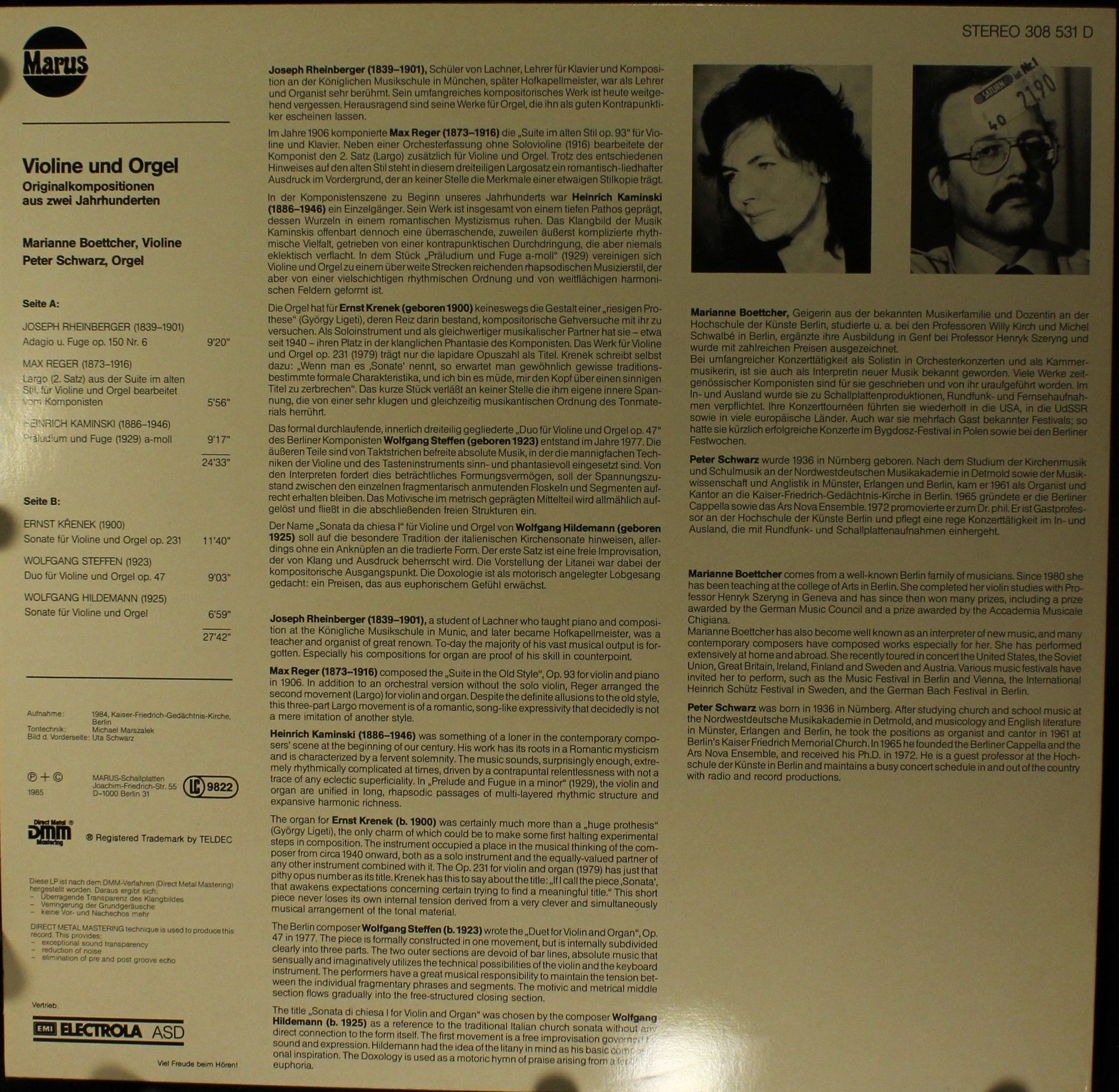 Marus (2) 308 531 - Marianne Boettcher, Peter Schwarz (4) - Viol - Image 2