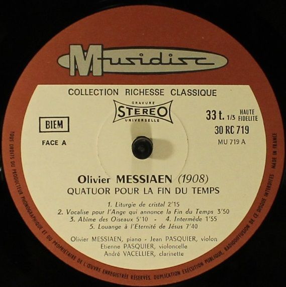 Musidisc 30 RC 719 - Olivier Messiaen, Olivier Messiaen, Jean Pa - Image 3