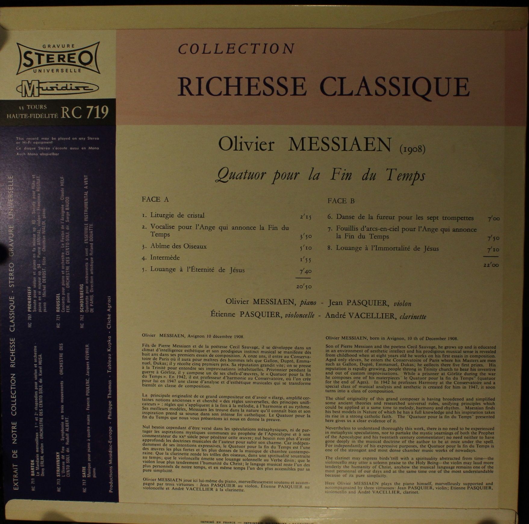 Musidisc 30 RC 719 - Olivier Messiaen, Olivier Messiaen, Jean Pa - Image 2