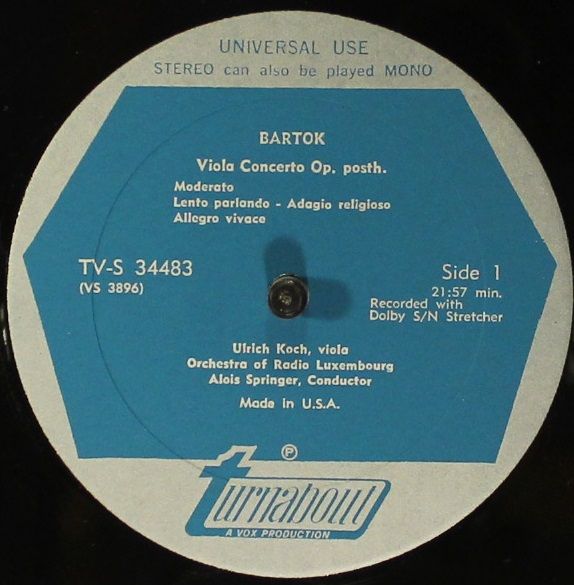 Turnabout TV-S 34483 - Béla Bartók - The Last Two Works (Viola C - Image 3