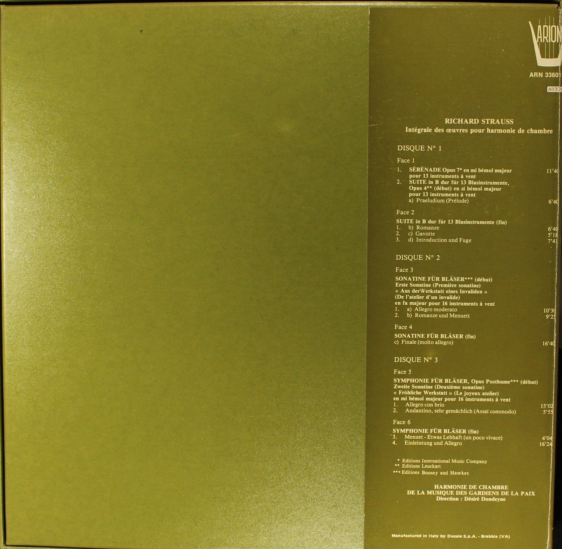 ARION ARN 336019 - Richard Strauss - Intégrale Des Oeuvres Pour - Image 2