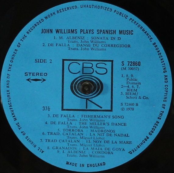 CBS 72860 - John Williams (7), Isaac Albéniz, Joaquín Rodrigo, M - Image 4