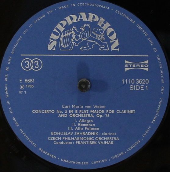 Supraphon 1110 3620 ZA - Carl Maria von Weber, Gioacchino Rossin - Image 3