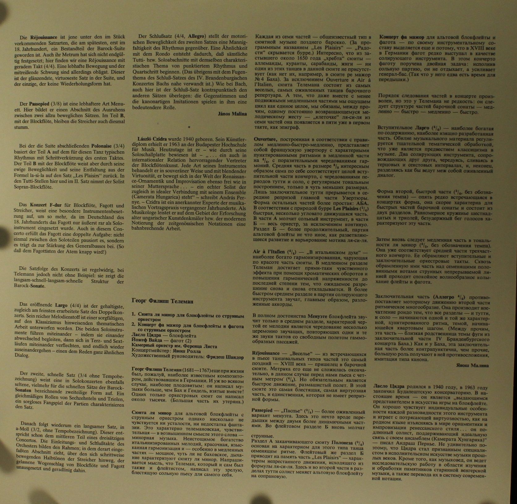 Hungaroton SLPX 12119 - Georg Philipp Telemann, László Czidra, J - Image 3