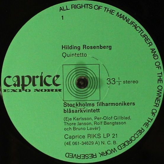 CAPRICE RIKS LP 21 - Hilding Rosenberg, Ingvar Lidholm, Per-Gunn - Image 5