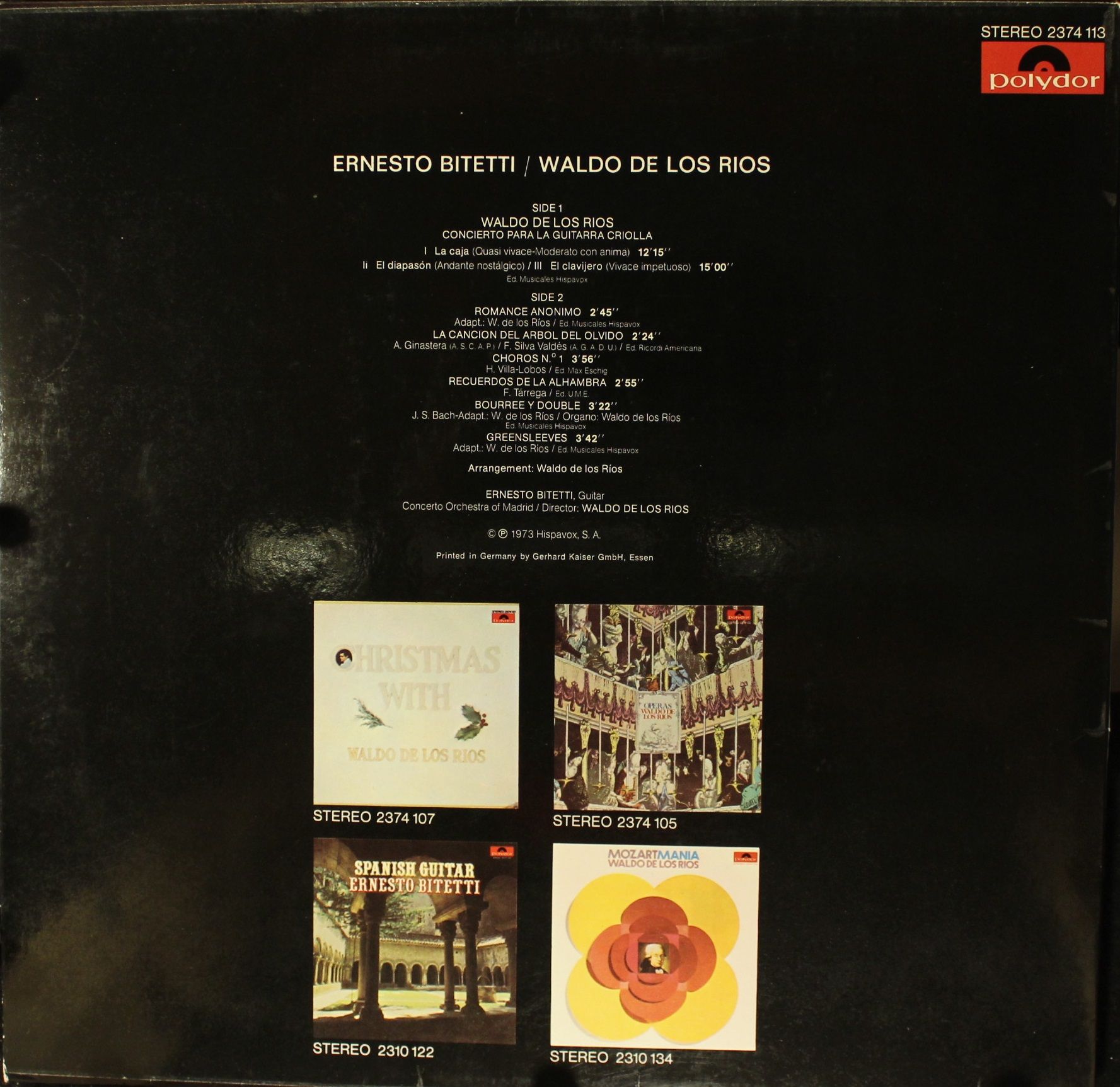 Polydor 2374 113 - Waldo De Los Rios - In Concert Featuring Erne - Image 2