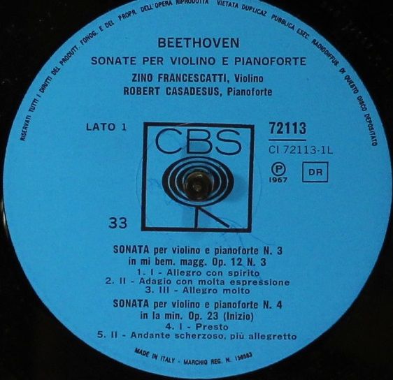 CBS 72113 - Ludwig van Beethoven, Zino Francescatti, Robert Casa - Image 3