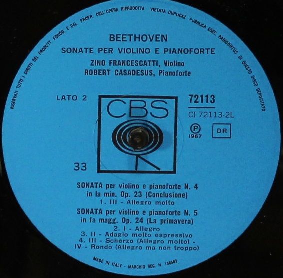 CBS 72113 - Ludwig van Beethoven, Zino Francescatti, Robert Casa - Image 4