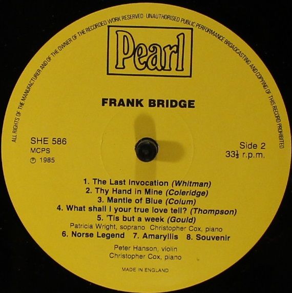 Pearl SHE 586 - Frank Bridge, Patricia Wright, Christopher Cox ( - Image 4