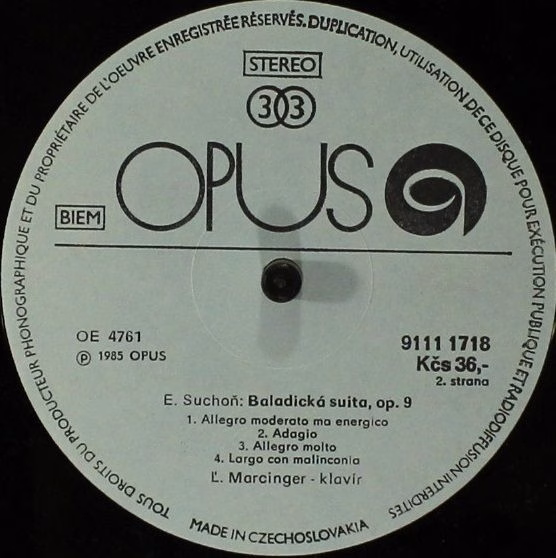 Opus 9111 1718 - Béla Bartók, Eugen Suchoň, Ľudovít Marcinger - - Image 3