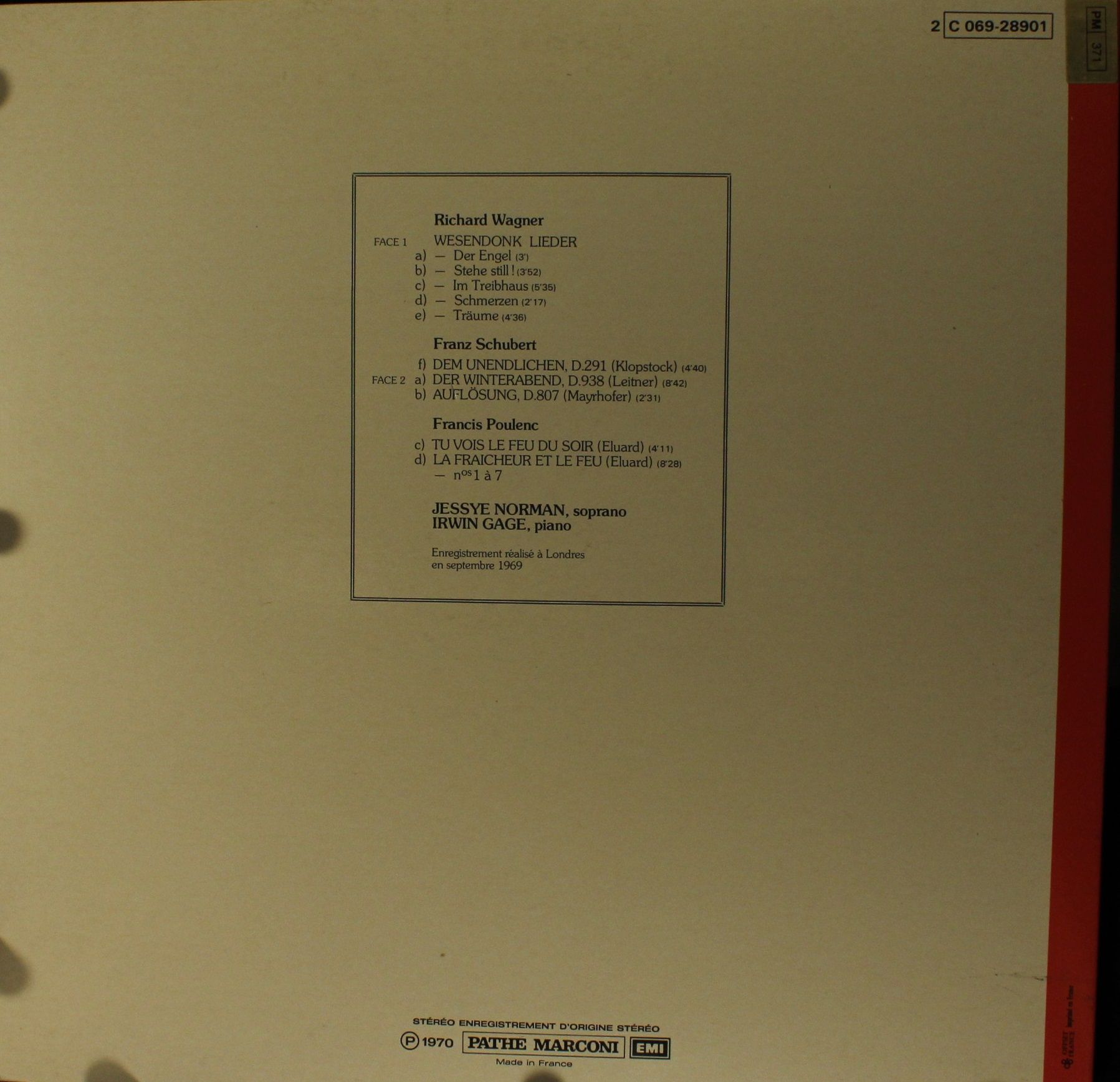 La Voix De Son Maître 2C 069-28901 - Jessye Norman, Irwin Gage, - Image 2