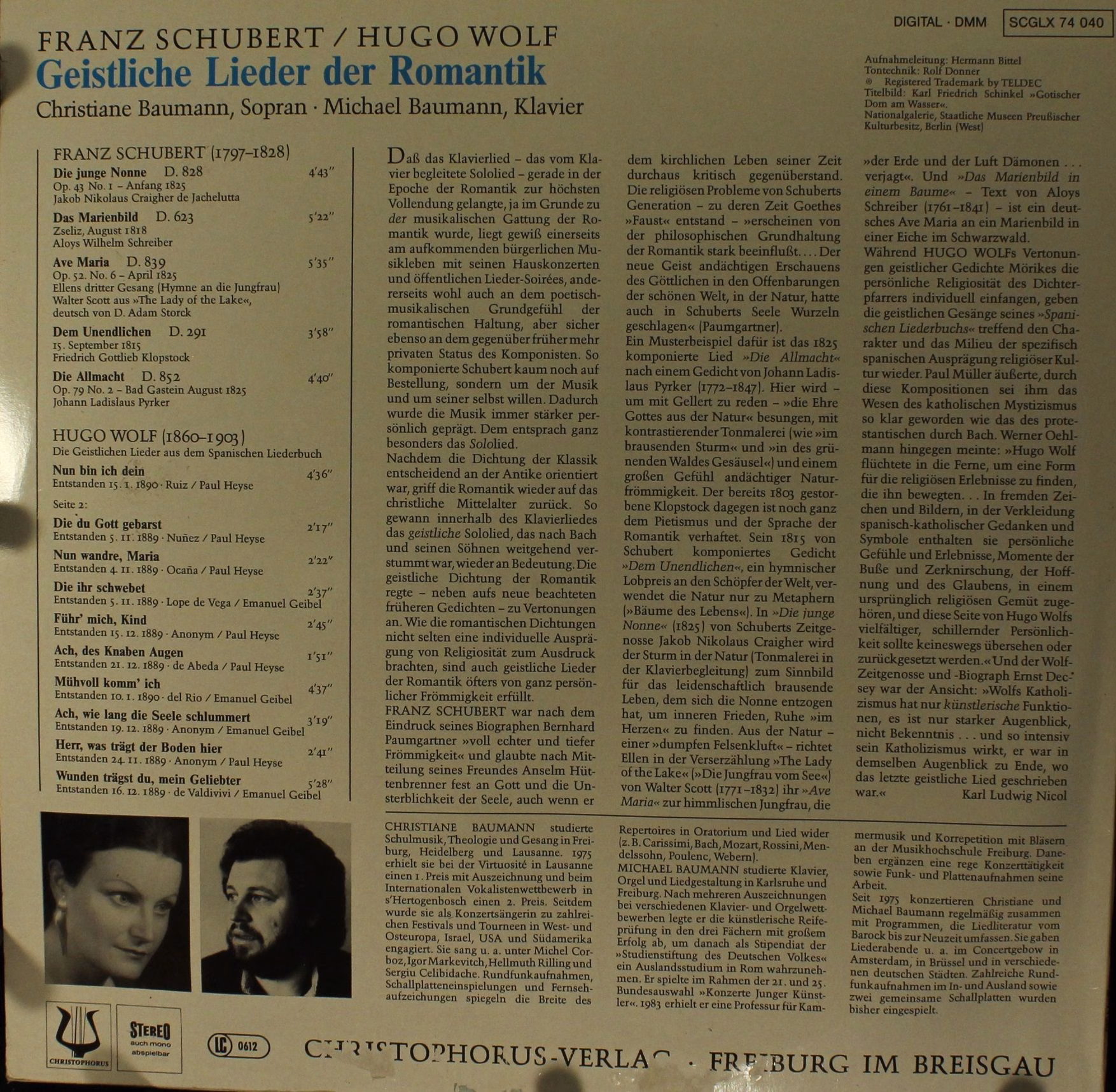 Christophorus SCGLX 74040 - Franz Schubert, Hugo Wolf, Christian - Image 4