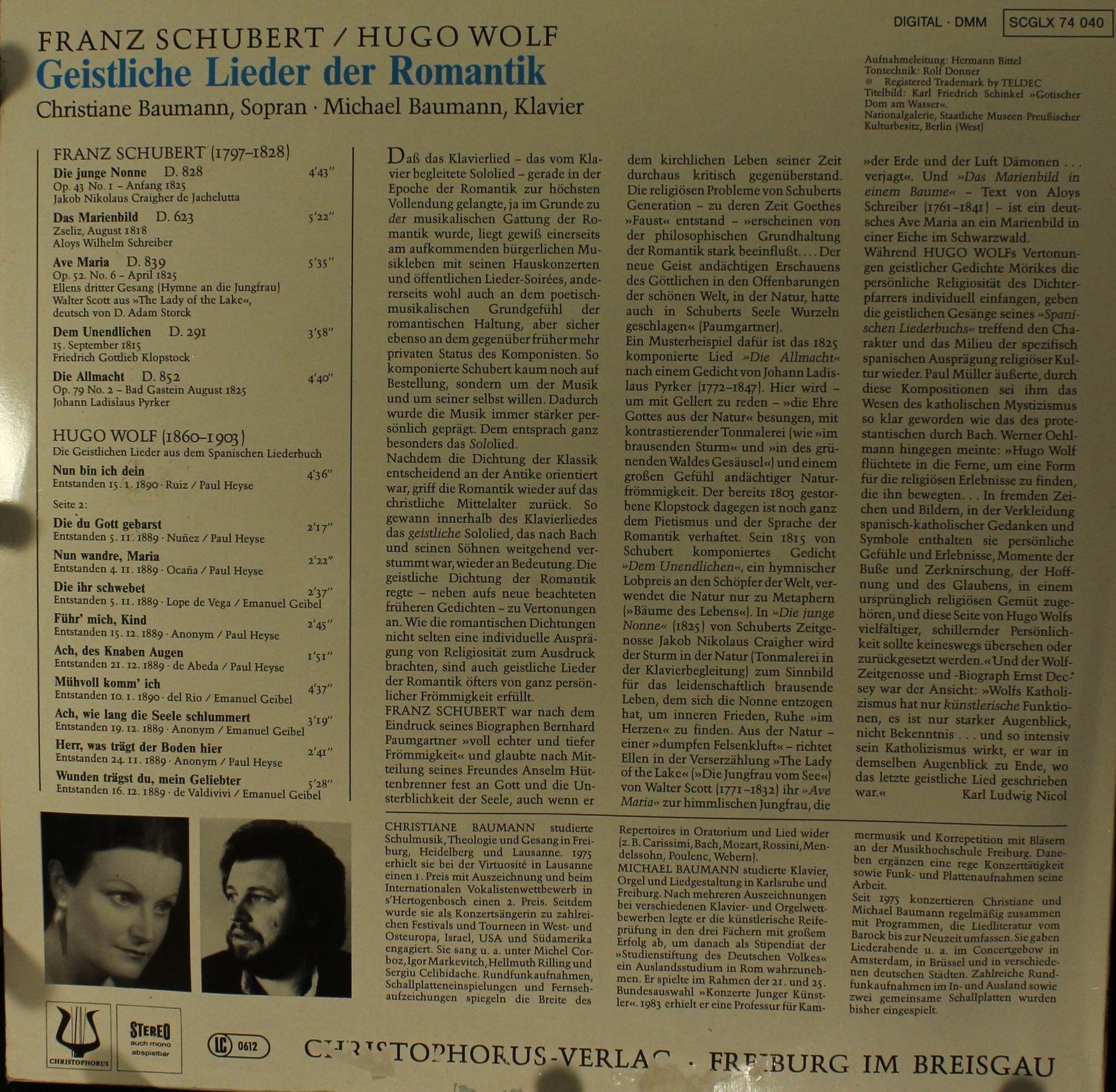 Christophorus SCGLX 74040 - Franz Schubert, Hugo Wolf, Christian - Image 4