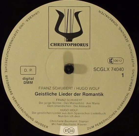 Christophorus SCGLX 74040 - Franz Schubert, Hugo Wolf, Christian - Image 2