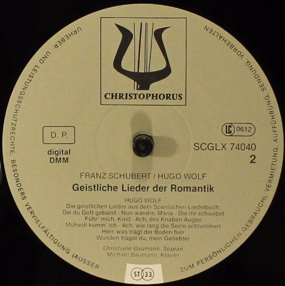 Christophorus SCGLX 74040 - Franz Schubert, Hugo Wolf, Christian - Image 3