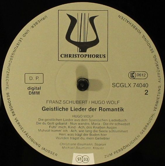 Christophorus SCGLX 74040 - Franz Schubert, Hugo Wolf, Christian - Image 3