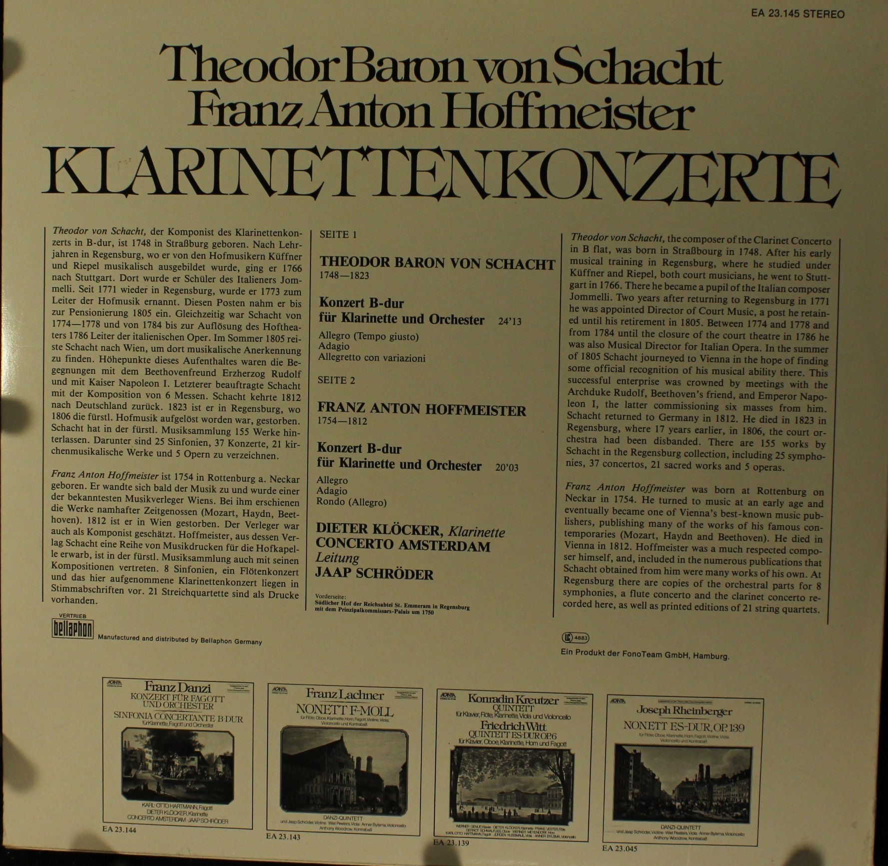 ACANTA EA 23 145 - Theodor von Schacht, Franz Anton Hoffmeister, - Image 2