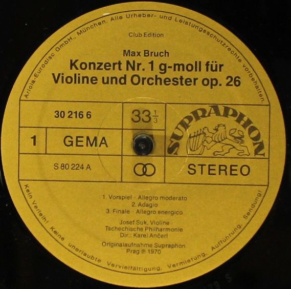 Supraphon 30 216 6 - Felix Mendelssohn-Bartholdy, Max Bruch, Jos - Image 3