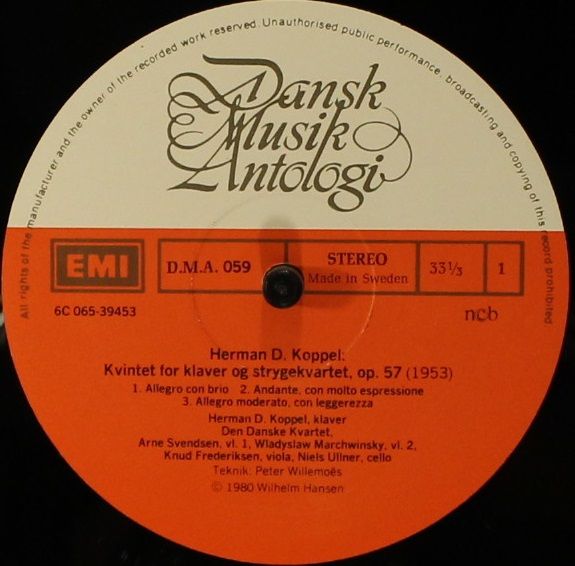 EMI 065-39453 - Herman D. Koppel - Klaverkvintet / Suite For Kla - Image 4
