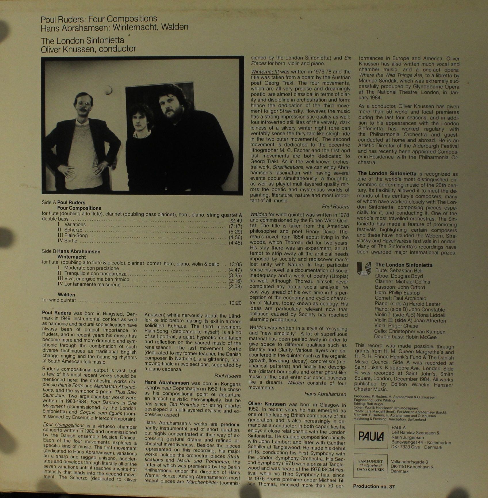Paula PAULA 37 - Poul Ruders, Hans Abrahamsen, Oliver Knussen, L - Image 2