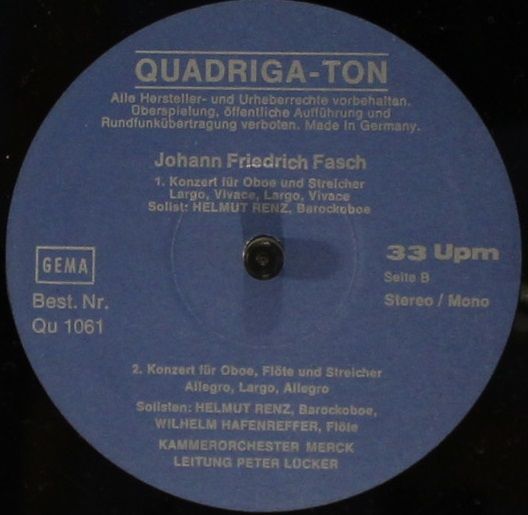 Quadriga-Ton QU 1061 - Johann Friedrich Fasch, Arcangelo Corelli - Image 3