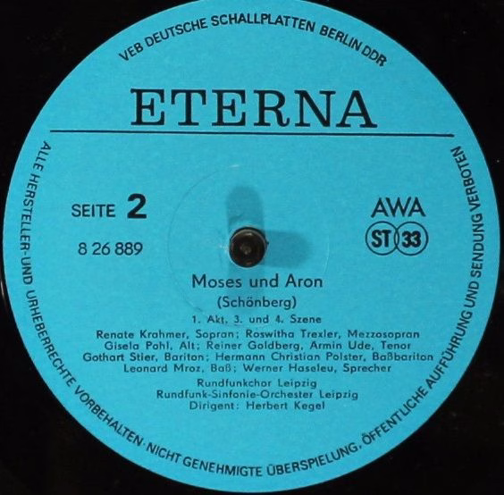 Eterna 8 26 889-890 - Arnold Schoenberg, Herbert Kegel - Moses U - Image 5