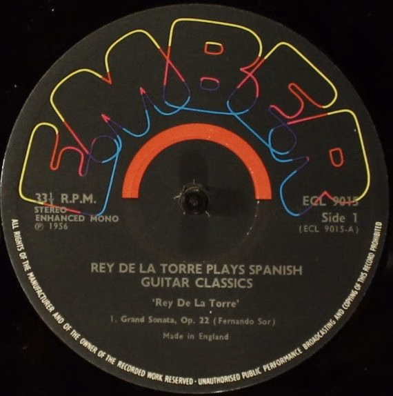 Ember Records ECL 9015 - Rey De La Torre - Plays Spanish Guitar - Image 3