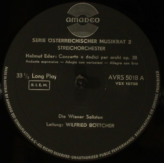 Amadeo AVRS 5018 - Helmut Eder, Karl Heinz Füssl - Concerto A Do - Image 5