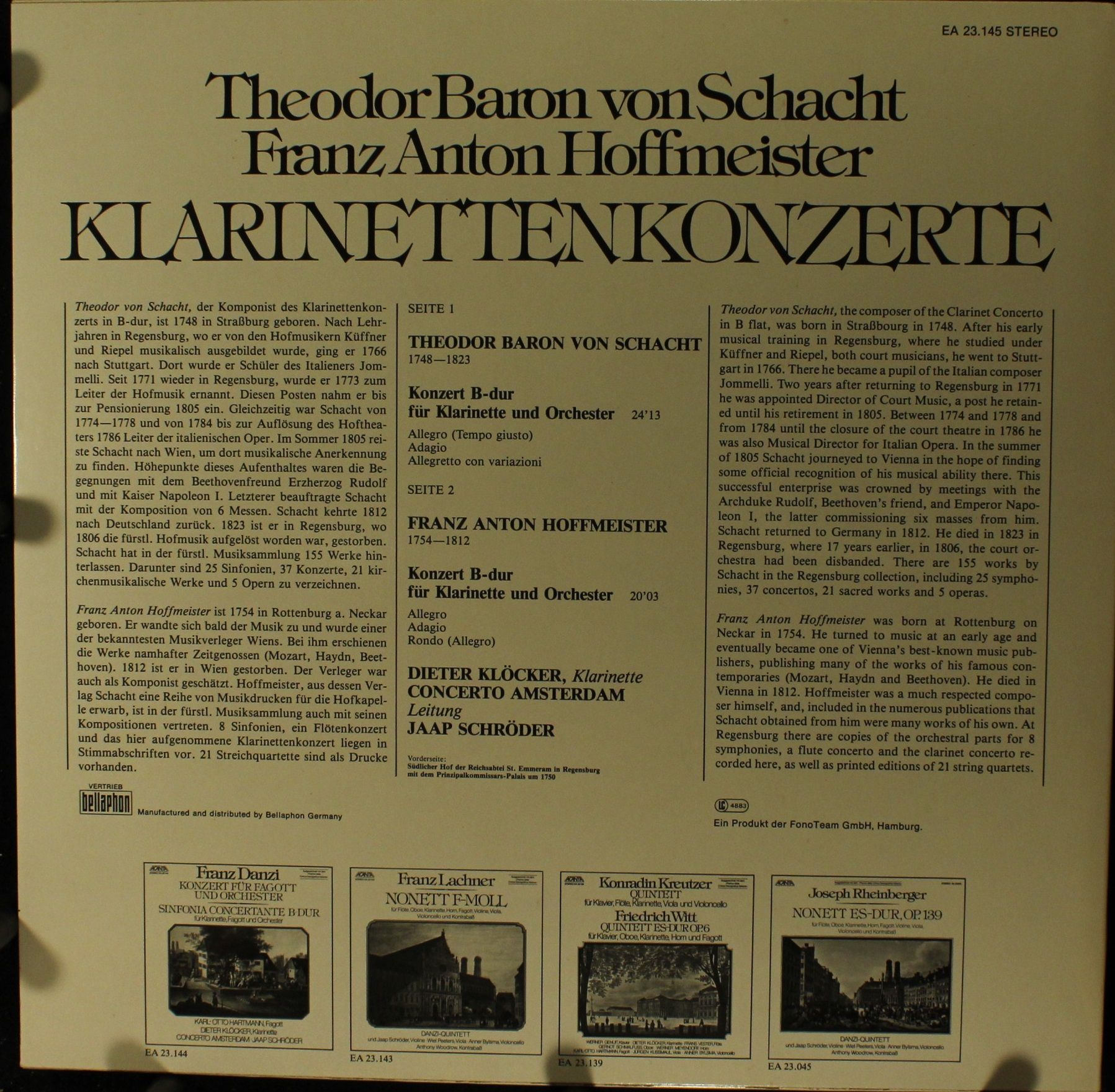 ACANTA EA 23 145 - Theodor von Schacht, Franz Anton Hoffmeister, - Image 2
