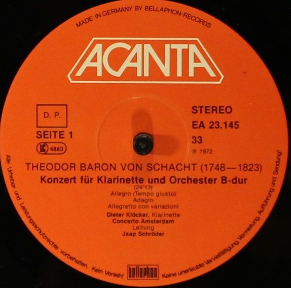 ACANTA EA 23 145 - Theodor von Schacht, Franz Anton Hoffmeister, - Image 3