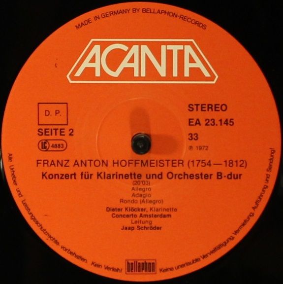 ACANTA EA 23 145 - Theodor von Schacht, Franz Anton Hoffmeister, - Image 4