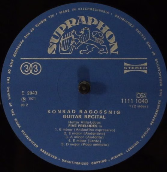 Supraphon 1111 1040 - Konrad Ragossnig, Federico Moreno Torroba, - Image 4