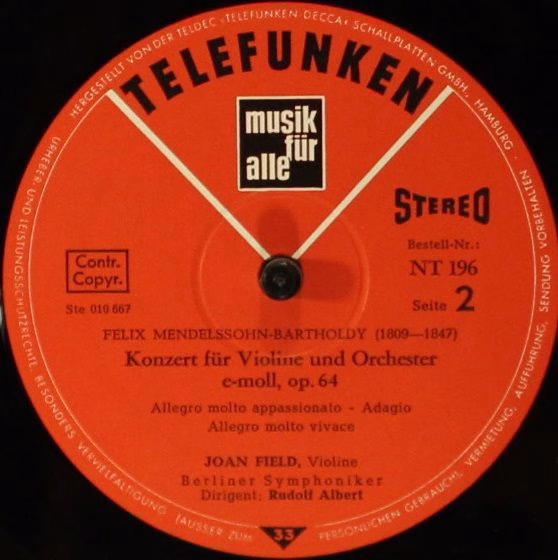 Telefunken NT 196 - Max Bruch, Felix Mendelssohn-Bartholdy, Joan - Image 4