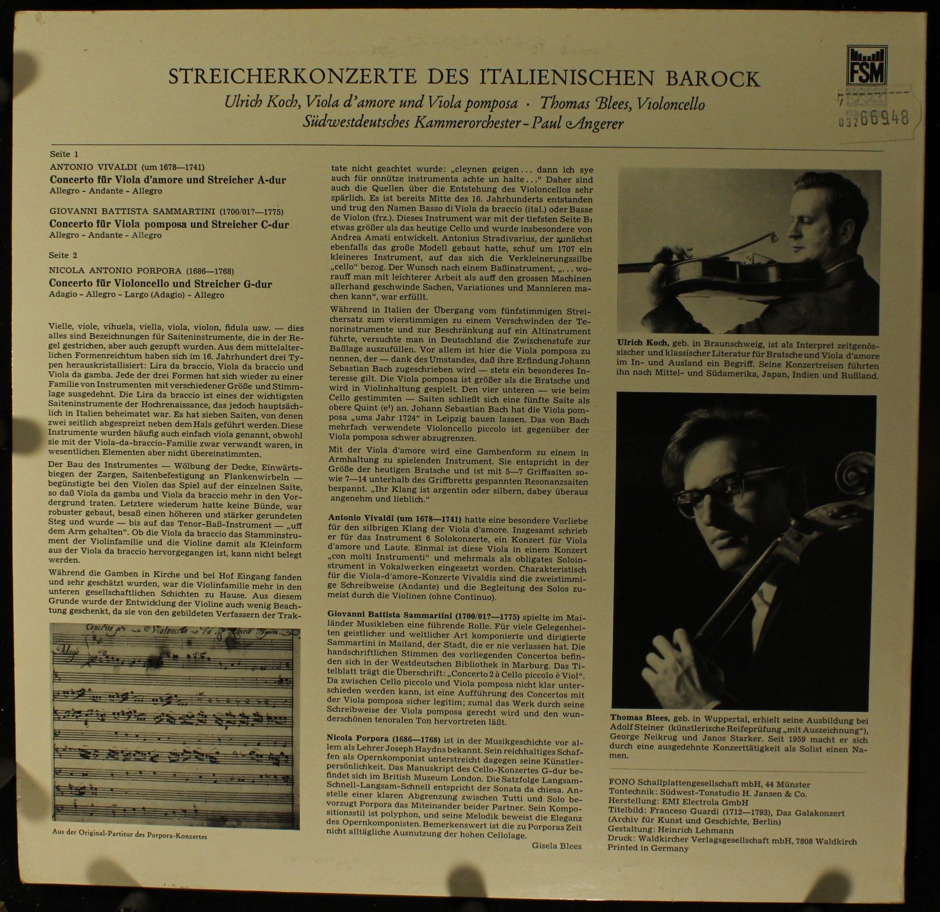 FSM Vox FSM 43 023 - Giovanni Sammartini, Antonio Vivaldi, Nicol - Image 2