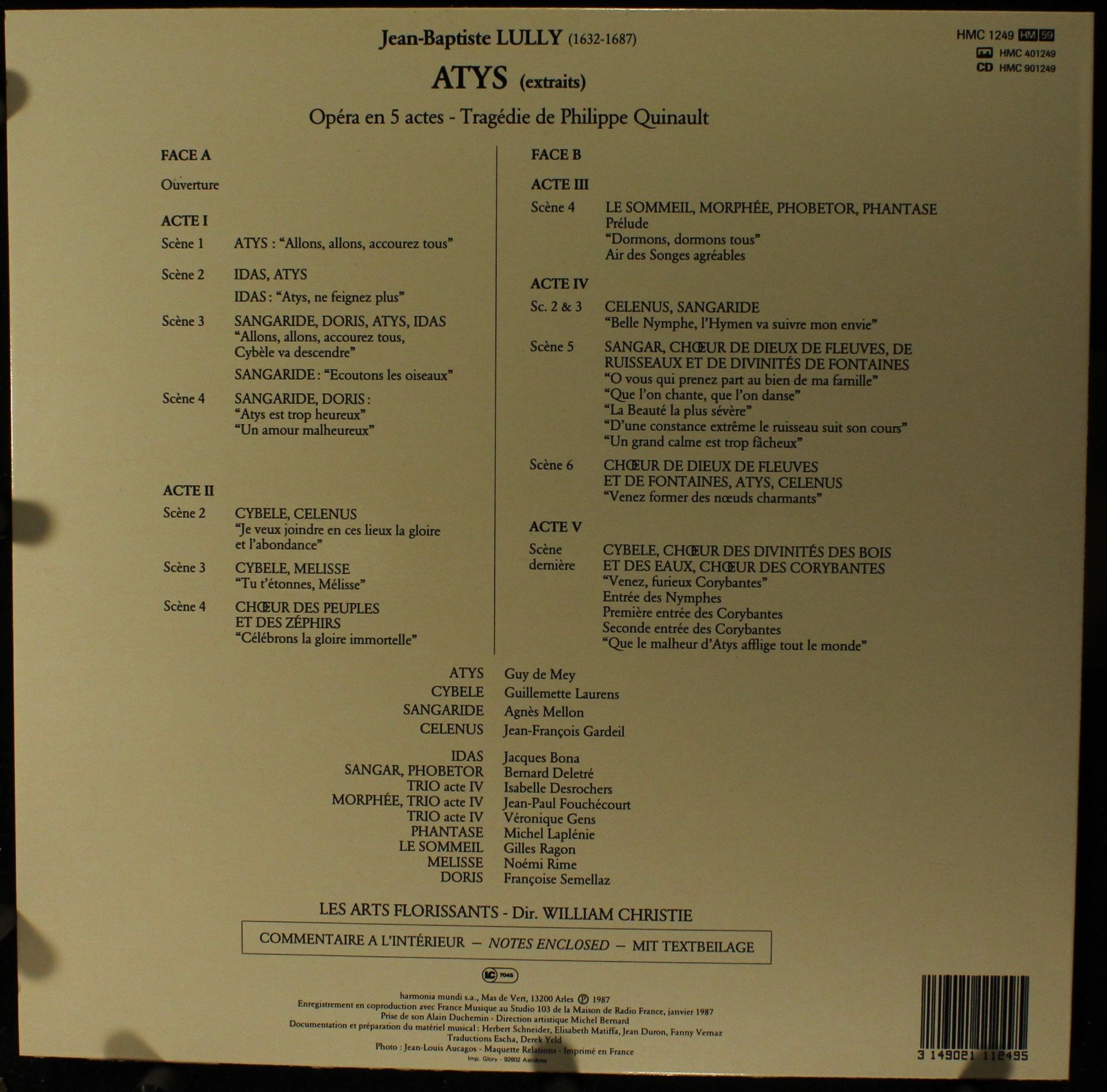 harmonia mundi France HMC 1249 - Jean-Baptiste Lully - Atys (Ext - Image 2