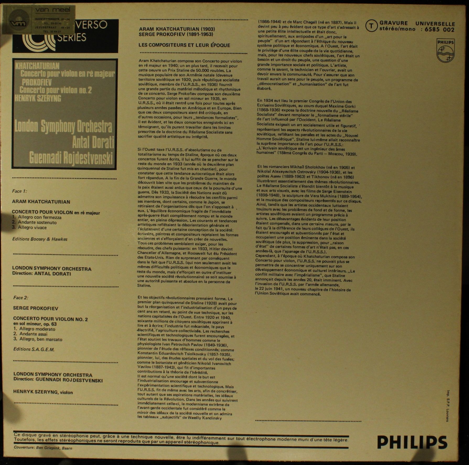 Philips 6585 002 - Aram Khatchaturian, Sergei Prokofiev, Henryk - Image 2